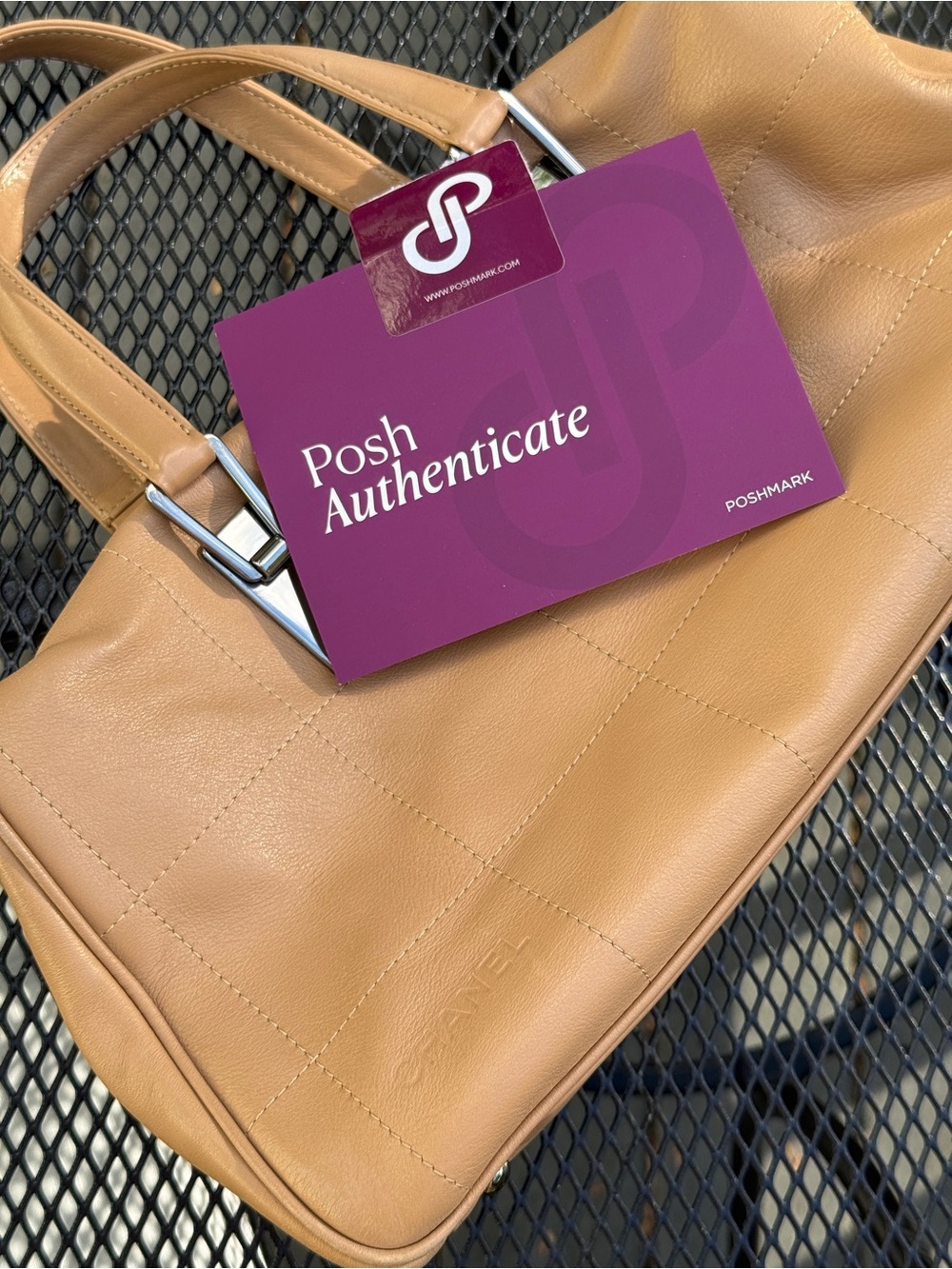Auth CHANEL Tan Chocolate Bar East West Bag crazy stitch Quilted Leather Satchel - Picture 3 of 17